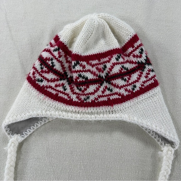 Columbia Convert Women Flap Cap Snow Beanie One Size White Red Black - Picture 3 of 8